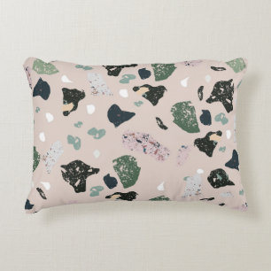 Green Terrazzo Pattern Accent Pillow