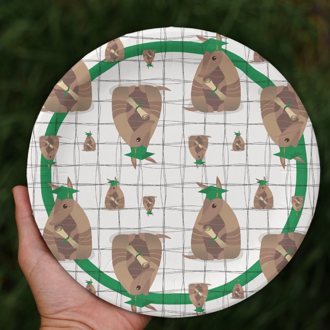 Green Texas Armadillo Graduation Paper Plate (Creator Uploaded)