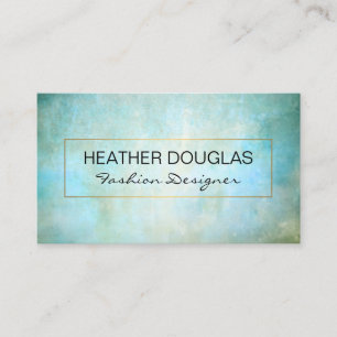 Green Texture Background   Gold Frame Business Card