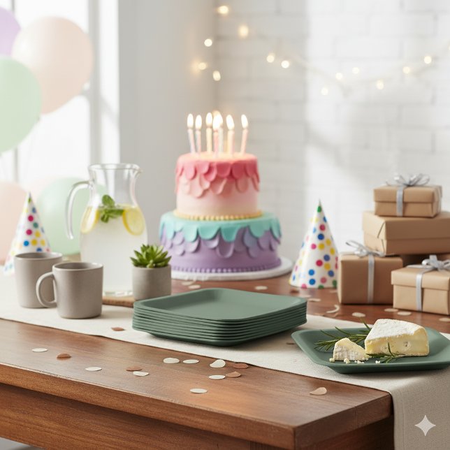 Green Textured 7" Square Paper Plate for Events (Creator Uploaded)