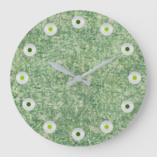 Green Textured Background by Shirley Taylor Large Clock (Front)
