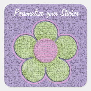 Green Textured Flower Square Sticker