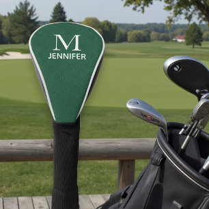 Green Textured Leather Monogram Personalized Name Golf Head Cover
