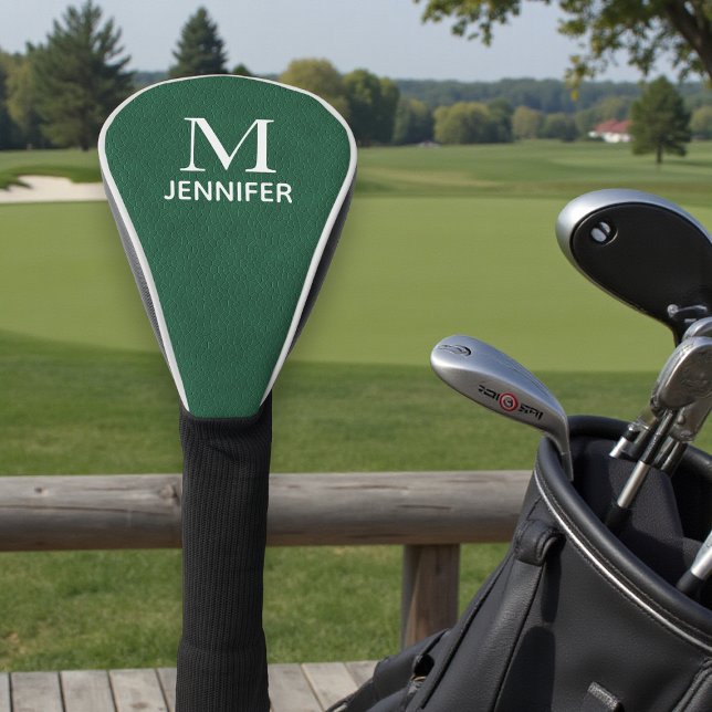 Green Textured Leather Monogram Personalized Name Golf Head Cover (Creator Uploaded)