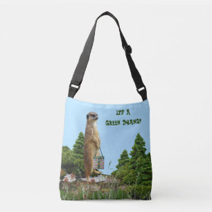 'Green Thang' Meerkat & Dragonfly (Back Image) Crossbody Bag
