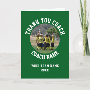 Green Thank you Coach Card Team Name Photo