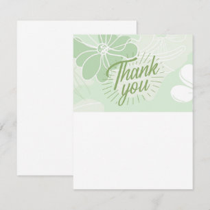 Green Thank You Note - Flat - Blank One Side Card