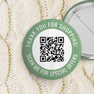 Green Thank You & Scan Me Promotional QR Code 2 Inch Round Button