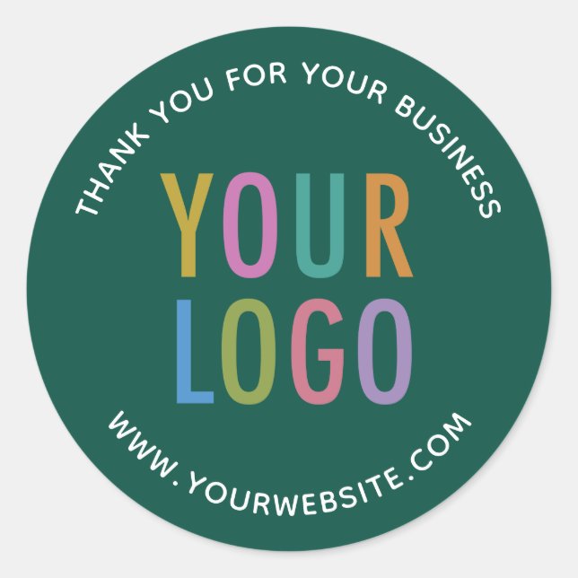 Green Thank You Stickers Custom Company Logo Round (Front)
