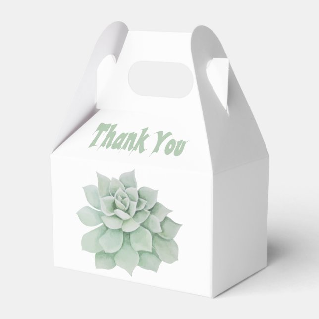 Green Thank You Succulent Cactus Party Wedding Favor Box (Front Side)