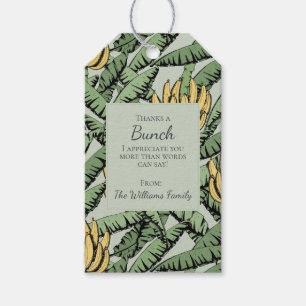 Green Thanks a Bunch Tropical Bananas Appreciation Gift Tags