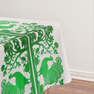Green Thanksgiving Turkey Floral Nappe