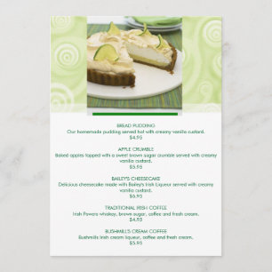 Green theme customizable dessert menu