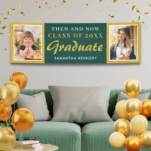 Green Then and Now Class of 2026 Graduation Photo Banner