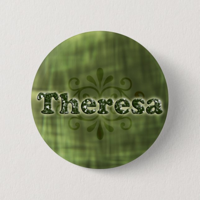 Green Theresa 2 Inch Round Button (Front)