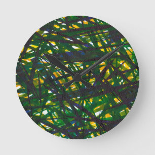 Green Thicket II Round Clock