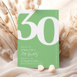 Green Thirty 30th Birthday Party Invitations<br><div class="desc">Trendy green 30th birthday party invitations featuring the number '30' in a large bold serif font,  and a modern invite template that is easy to personalize.</div>