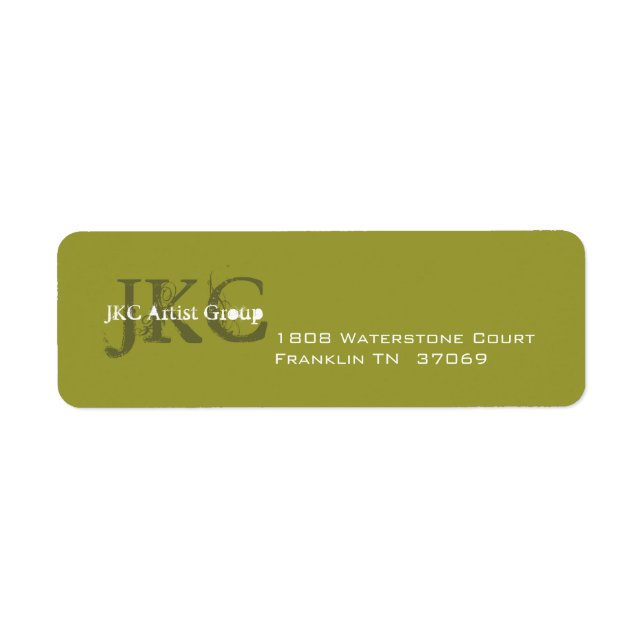 Green Three Initial Business Return Address Label (Front)