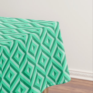 Green Three-Tone Diamond Pattern Tablecloth