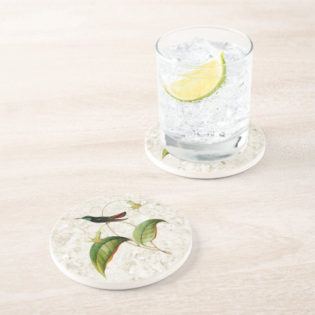 Green Throated Mango Hummingbird Sandstone Coaster (Side)