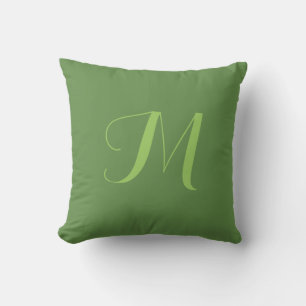 Green Throw Pillow - Lime Monogram Personalize