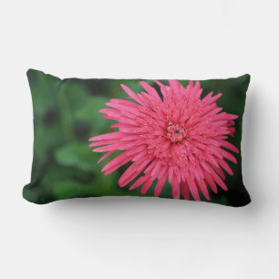 Green Throw Pillow with a gorgeous pink flower