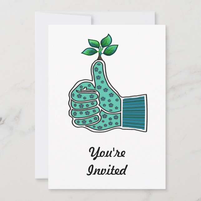 Green Thumb Gardening Glove Invitation (Front)