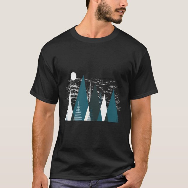 Green Thyme Mountains And Trees T-Shirt (Front)