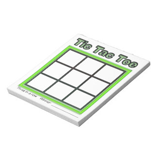 Green Tic Tac Toe Game Notepad