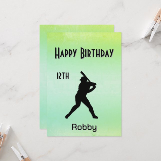 Green Ticket Baseball Birthday Party Invitation (Front/Back In Situ)
