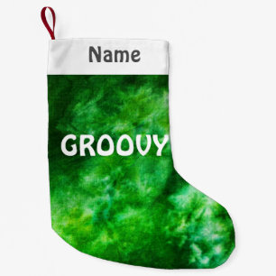 Green Tie-Dye Customized Groovy Small Christmas Stocking