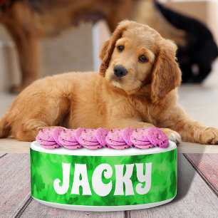 Green Tie Dye Personalized Dog or Cat Name  Bowl