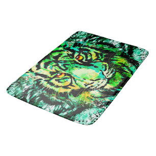 Green Tiger Artwort - Colourful Tiger Bath Mat
