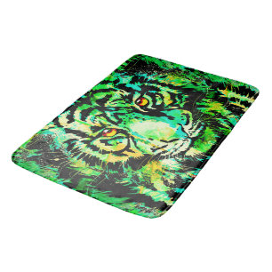 Green Tiger Bath Mat - Tiger Artwork - Wildlife