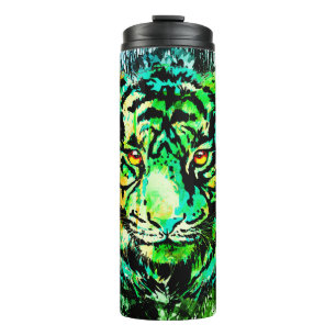 Green Tiger Head Tiger Drawing Thermal Tumbler