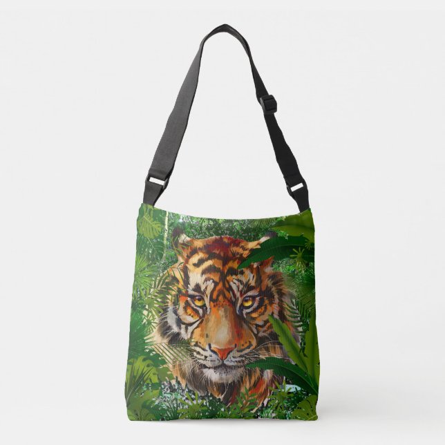 Green Tiger - Jungle Nature Wildlife Crossbody Bag (Front)
