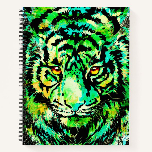 Green Tiger Notebook - Tiger Artwork - Wildlife (Front)