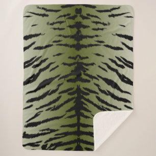 Green tiger pattern sherpa blanket