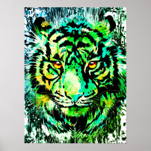 Green Tiger Poster Print - Green Tiger Drawing