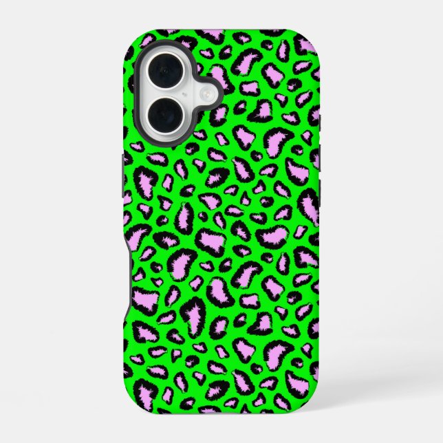 Green tiger with pink iPhone 16 case (Back)