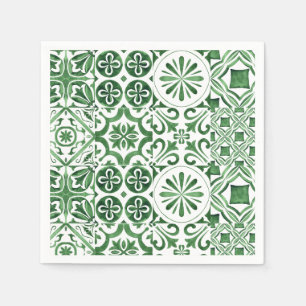 Green tile Italian summer trendy Napkin