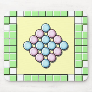 Green Tiles and Circles Pattern Mouse Pad