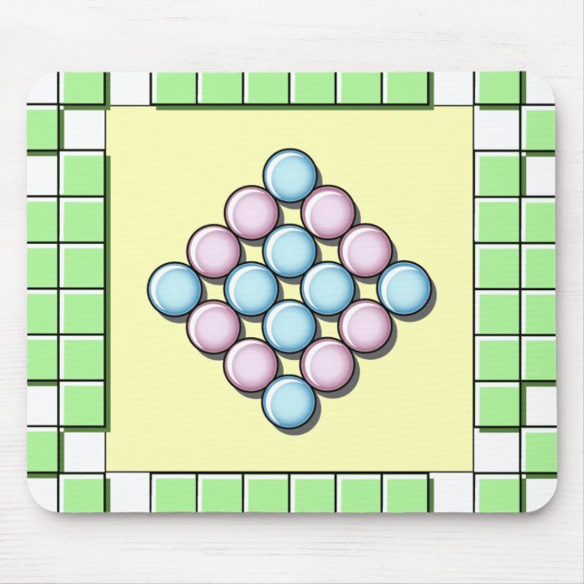 Green Tiles and Circles Pattern Mouse Pad (Front)