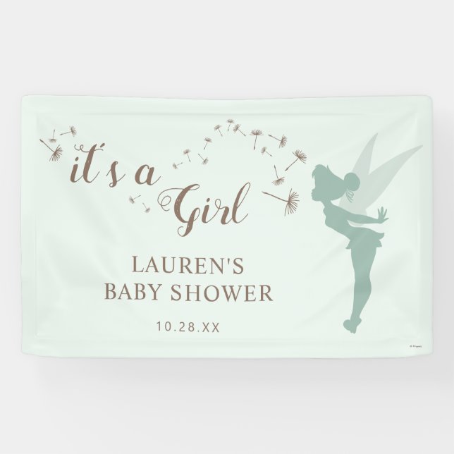 Green Tinker Bell Girl Baby Shower Banner (Horizontal)