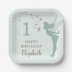 Green Tinker Bell Girl Birthday Paper Plate