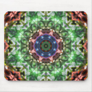 Green to brown circle kaleidoscope, acrylic style  mouse pad