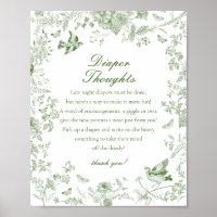 Green Toile De Jouy Diaper Thoughts Baby Shower
