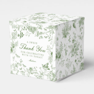 Green Toile De Jouy Floral Dessert Favour Boxes