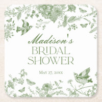 Green Toile De Jouy Vintage Floral Bridal Shower