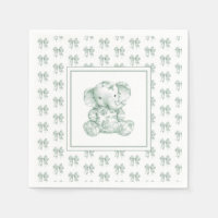 Green Toile Elephant Baby Shower